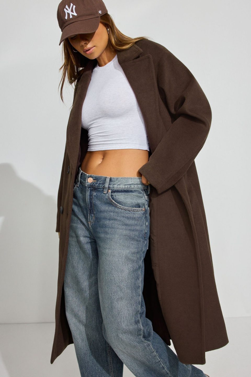 Oversized Long Felted Trench Coat