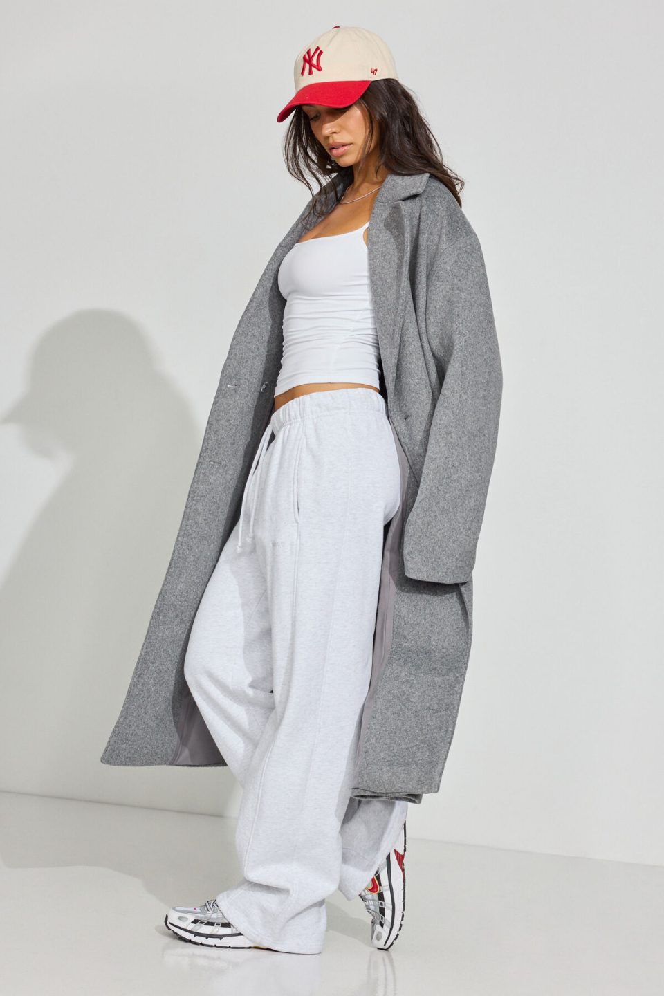 Oversized Long Felted Trench Coat