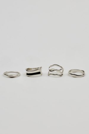 Set of 4 Wavy Minimal Rings