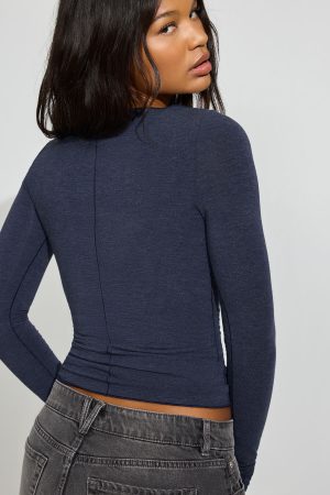 SexyCozy Boat Neck Long Sleeve Top