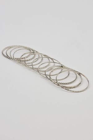 Set of 11 Textured Bangles