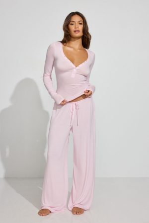 Sheer Ribbed Slouchy Pants
