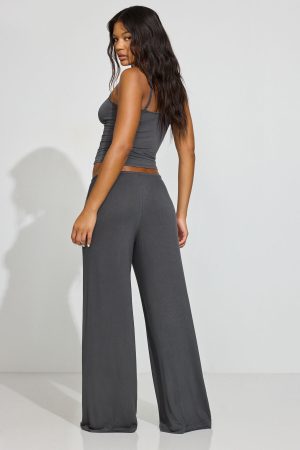 Sheer Ribbed Slouchy Pants