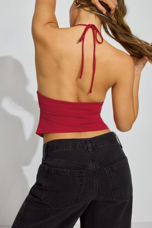 Plunge Halter Hankerchief Top