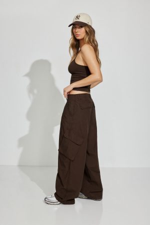 Low Rise Baggy Poplin Cargo Pants