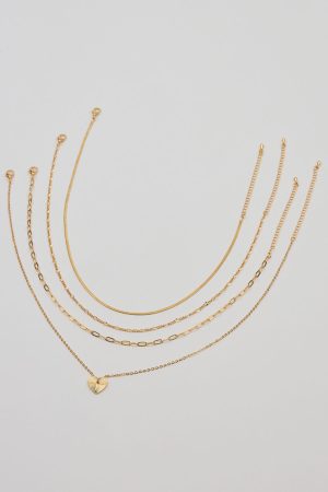 Set of 4 Heart & Chain Necklaces